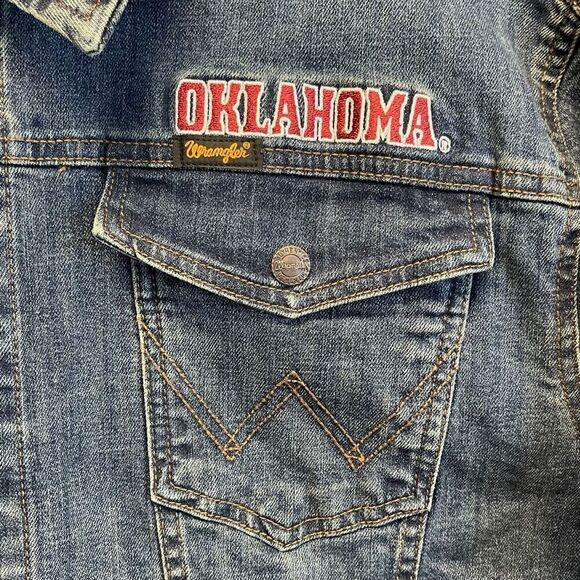 NWT WRANGLER X COLOSSEUM Oklahoma Jean Jacket Women's Large Blue Sooners OU New - Picture 5 of 16